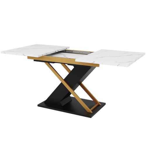 Table à Manger Extensible Rectangulaire, Table De Salon De Cuisine, Mdf, Blanc, 120-160×80×75,4cm