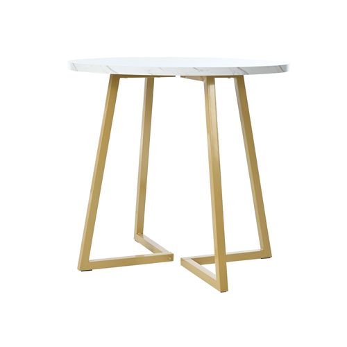 Table à Manger Ronde Blanche, Pieds En Métal, Table De Salon Cuisine, Mdf, 80×80×75cm