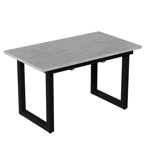 Table à Manger Rectangulaire Extensible Gris, Pieds En Métal, Mdf, 140/180×80×75cm