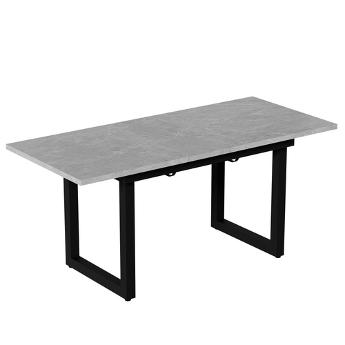 Table à Manger Rectangulaire Extensible Gris, Pieds En Métal, Mdf, 140/180×80×75cm