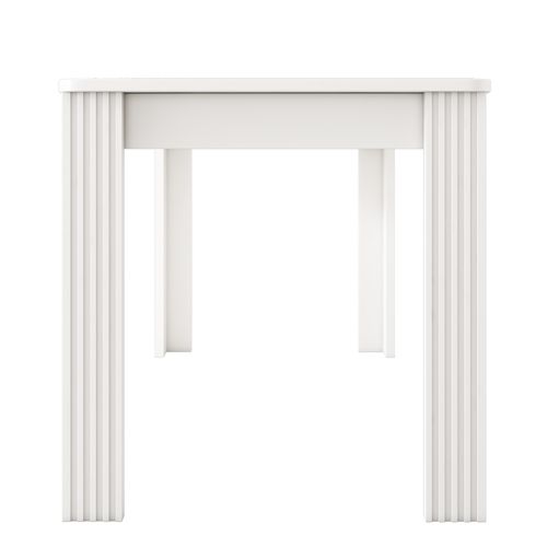 Table à Manger Rectangulaire Blanc, Table Basse De Salon, 4 Pieds De Support, 116×65×75cm