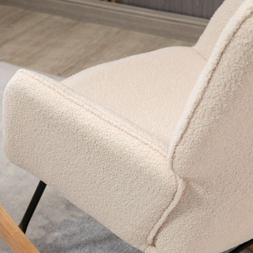 Fauteuil à Bascule, Rocking-chair De Salon , Tissu Imitation Laine, Charge 120 Kg, Beige