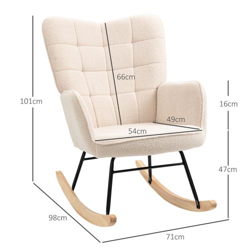 Fauteuil à Bascule, Rocking-chair De Salon , Tissu Imitation Laine, Charge 120 Kg, Beige