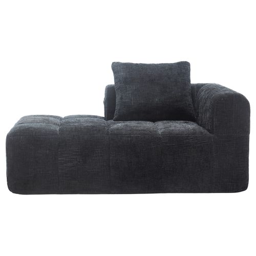 Méridienne Canapé Noir, Avec Sac De Rangement, 1 Coussin, Tissu Chenille, 158×90×60cm