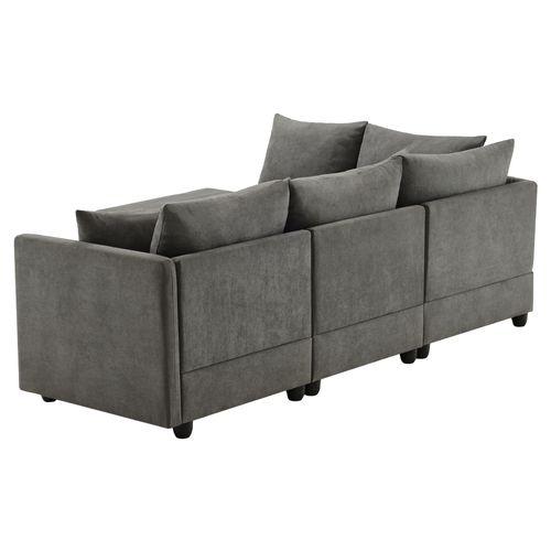 Canapé Angle Moderne 5 Places 220x194x85cm, Canapé En L, Canapé En U Avec Repose-pieds, Gris