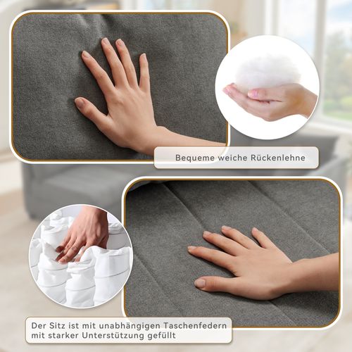 Canapé Angle Moderne 5 Places 220x194x85cm, Canapé En L, Canapé En U Avec Repose-pieds, Gris