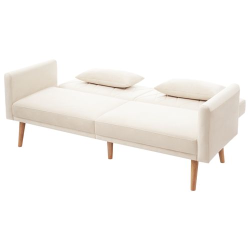 Canapé Convertible 2 Places 180x75x82cm, Canapé-lit, Tissu Velours, Beige