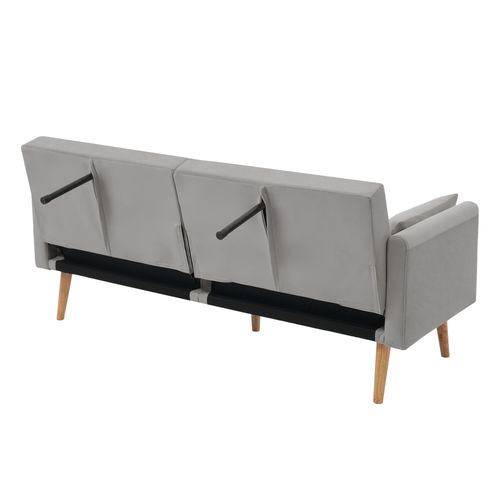Canapé Convertible 2 Places Moderne 180x75x82cm, Banquette Clic Clac, Tissu Velours, Gris
