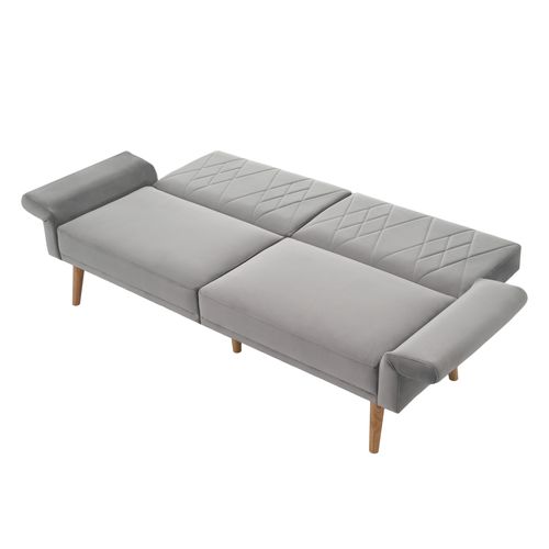 Canapé Convertible 2 Places Moderne 180x75x82cm, Banquette Clic Clac, Tissu Velours, Gris
