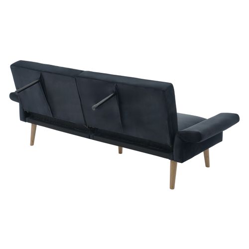 Canapé Convertible Banquette Clic Clac 2 Places Moderne, Canapé-lit, Tissu Velours, Noir