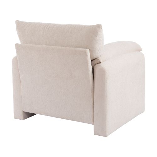Fauteuil Fixe Moderne 96x82x84cm, Fauteuil De Loisirs, Tissu Chenille, Beige