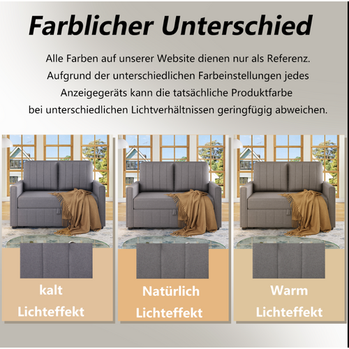 Canapé Convertible 2 Places,avec Fonction Veille,gris Antique,127 X 75 X 94 Cm