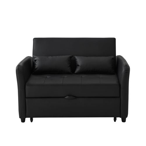Canapé Double Pliant 122x154x82,5cm, 2 Coussins, Dossier Réglable 3 Positions, Noir Antique