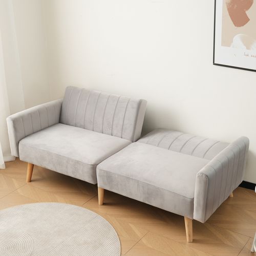 Canapé Deux Places Moderne 178x75x68cm, Dossier Rabattable Trois Positions, Gris Rustique