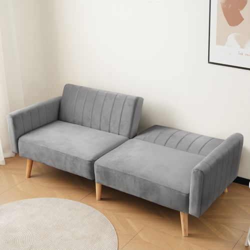 Canapé Deux Places Moderne 178x75x68cm, Dossier Rabattable Trois Positions, Gris Foncé Antique