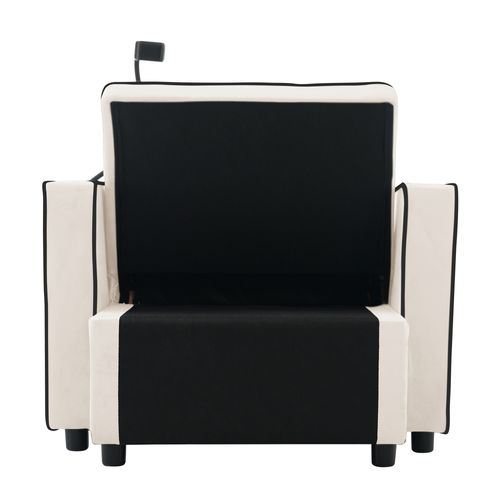 Fauteuil Moderne 83x75x76 Cm, 2 Porte-gobelets, 1 Support Téléphone, Beige