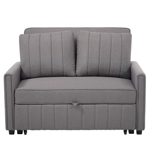 Canapé Double Pliant 127x75x94cm, Dossier Réglable, 2 Coussins, Gris Foncé