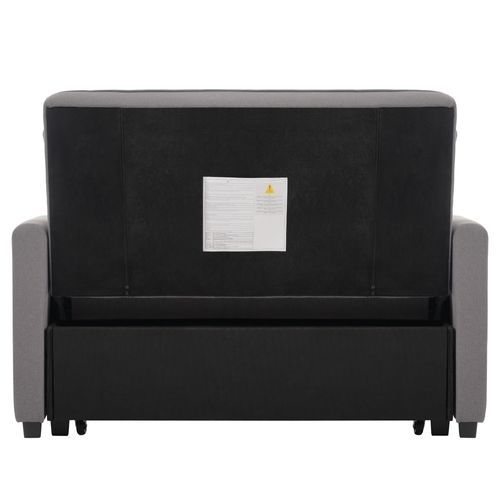 Canapé Double Pliant 127x75x94cm, Dossier Réglable, 2 Coussins, Gris Foncé