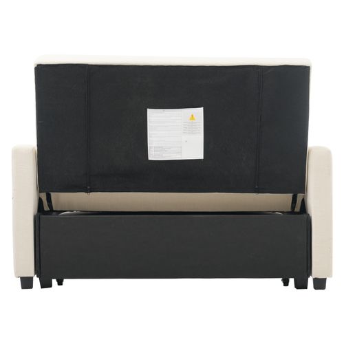 Canapé Double Pliant 127x75x94cm, Dossier Réglable, 2 Coussins, Beige