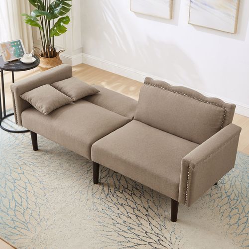 Canapé Double 176x72x72cm, Dossier Réglable Indépendamment, Décoration Métal, Marron Rustique