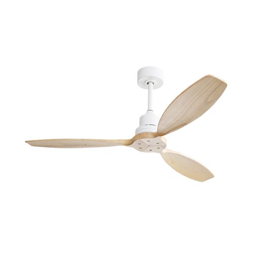 Ventilateur Plafond 52", Fines En Bois , Sans Lumière, Télécommande à 6 Vitesses,blanc