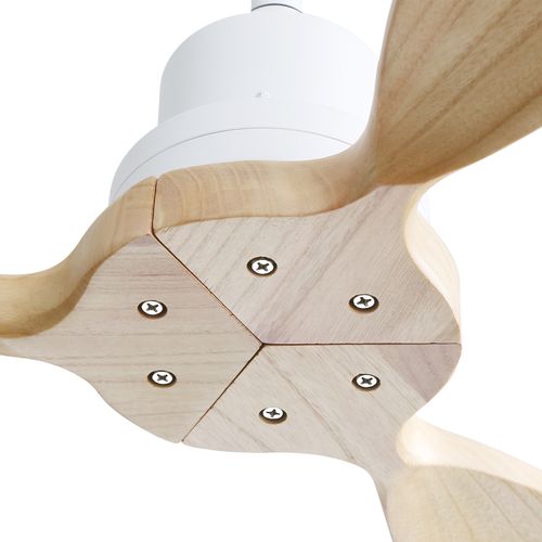 Ventilateur Plafond 52", Fines En Bois , Sans Lumière, Télécommande à 6 Vitesses,blanc