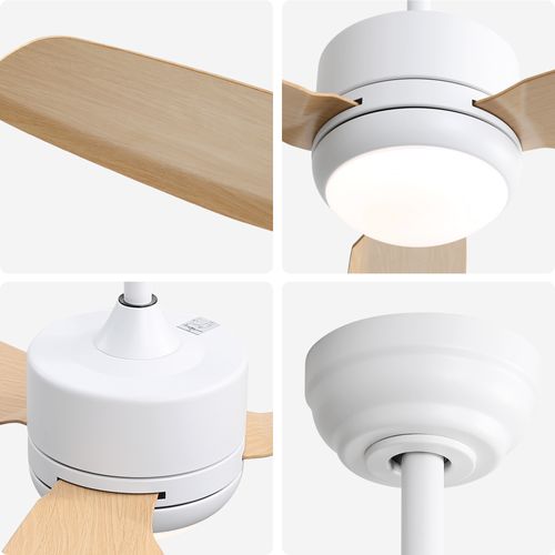 Ventilateur Plafond 46",18w LED, Moteur Dc 6 Vitesses,avec Télécommande,light Woodgrain Color