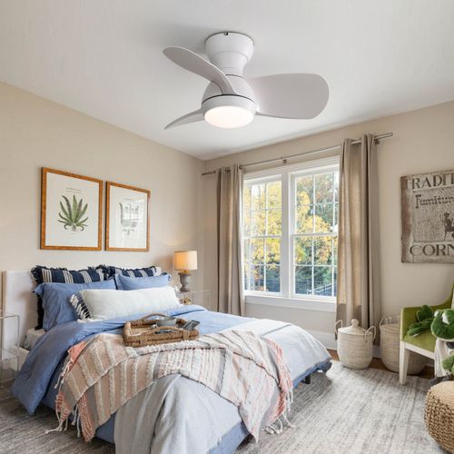 Ventilateur Plafond 23",avec Variateur 3 Couleurs, 3 Pales En Abs, Télécommande, Moteur Cc,blanc