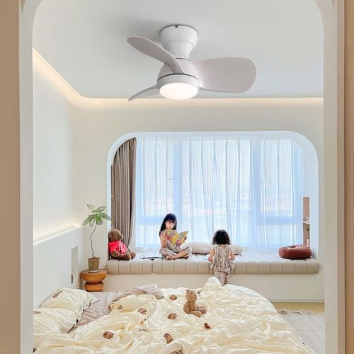 Ventilateur Plafond 23",avec Variateur 3 Couleurs, 3 Pales En Abs, Télécommande, Moteur Cc,blanc