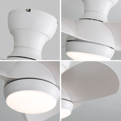 Ventilateur Plafond 23",avec Variateur 3 Couleurs, 3 Pales En Abs, Télécommande, Moteur Cc,blanc