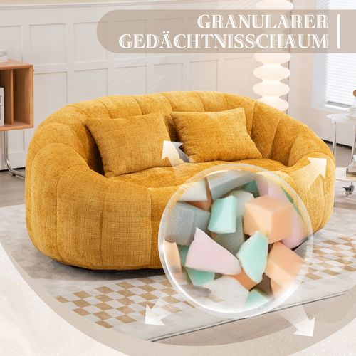 Fauteuil Poire 144,93 X 95 X 62,99 Cm, 2 Coussins, Jaune