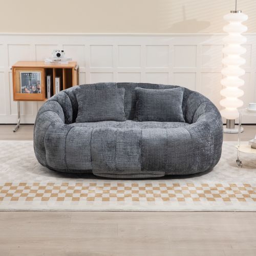 Fauteuil Poire 144,93 X 95 X 62,99 Cm, Canapé Paresseux, Canapé Poire, 2 Coussins, Gris