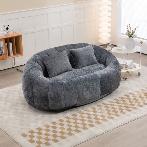 Fauteuil Poire 144,93 X 95 X 62,99 Cm, Canapé Paresseux, Canapé Poire, 2 Coussins, Gris