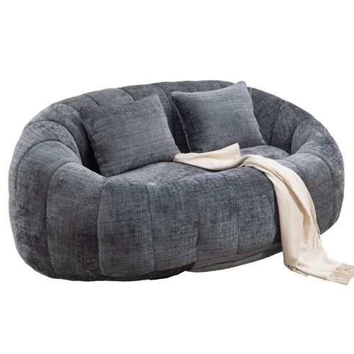Fauteuil Poire 144,93 X 95 X 62,99 Cm, Canapé Paresseux, Canapé Poire, 2 Coussins, Gris