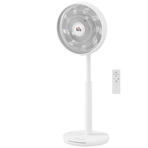 Ventilateur Sur Pied Avec Télécommande, Silencieux, 12 Vitesses De Vent, Minuterie, En Abs, Blanc