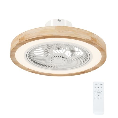 Ventilateur De Plafond 50 Cm Avec Ampoule 40 W, Télécommande, 6 Vitesses, Minuterie, Naturel