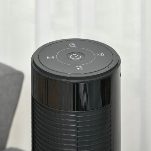Ventilateur Colonne Avec Télécommande, Oscillation 70°, Minuterie, 4 Modes, Noir
