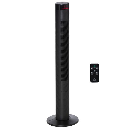 Ventilateur Colonne Avec Télécommande, Oscillation 70°, Minuterie, 4 Modes, Noir