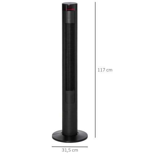 Ventilateur Colonne Avec Télécommande, Oscillation 70°, Minuterie, 4 Modes, Noir
