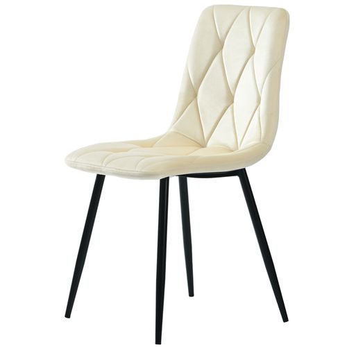 Lot De 4 Chaise De Salle à Manger En Tissu Velours, Beige, Cadre En Métal, Pieds En Métal