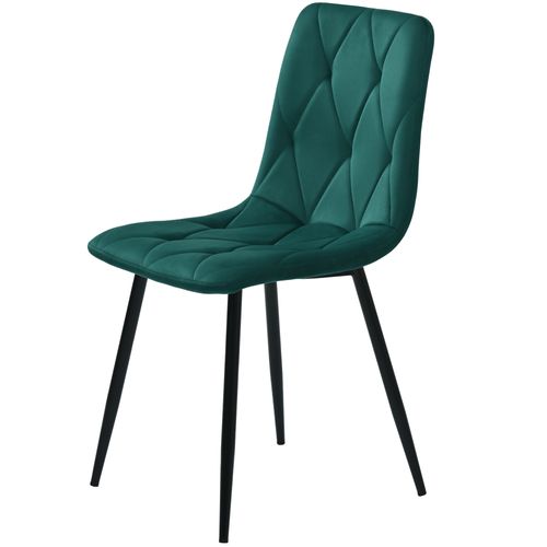 Lot De 4 Chaise De Salle à Manger En Tissu Velours, Vert, Cadre En Métal, Pieds En Métal