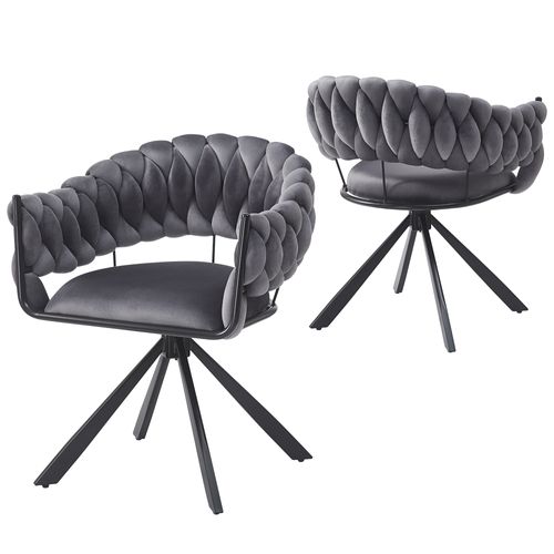 Lot De 2 Chaise De Salle à Manger Grise, Fauteuil En Tissu Velours