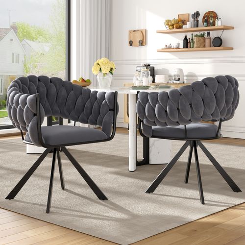 Lot De 2 Chaise De Salle à Manger Grise, Fauteuil En Tissu Velours
