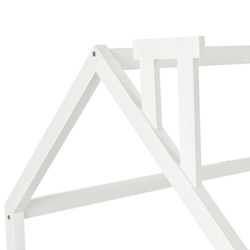 Lit Cabane 90x200 Cm, Lit Enfant Avec Sommier à Lattes, En Pin, Blanc