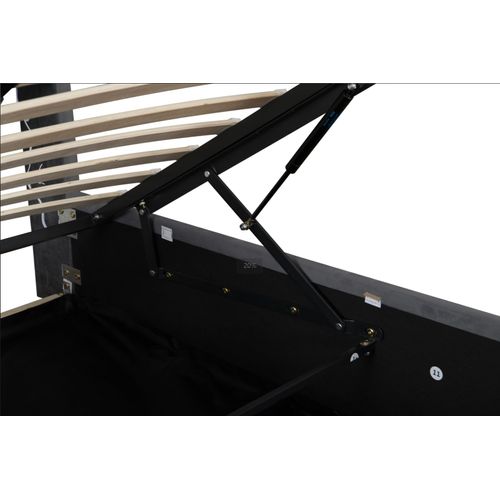 Lit Coffre Simple 90x190cm LED Et USB De Recharge , Velours, Gris