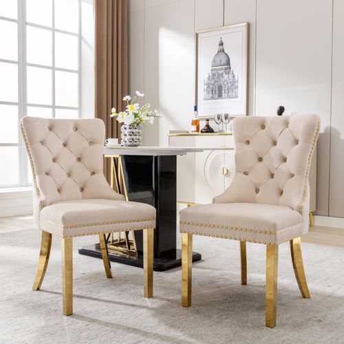Lot De 2 Chaise De Salle à Manger En Velours, Beige