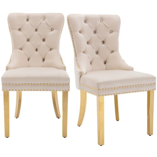 Lot De 2 Chaise De Salle à Manger En Velours, Beige