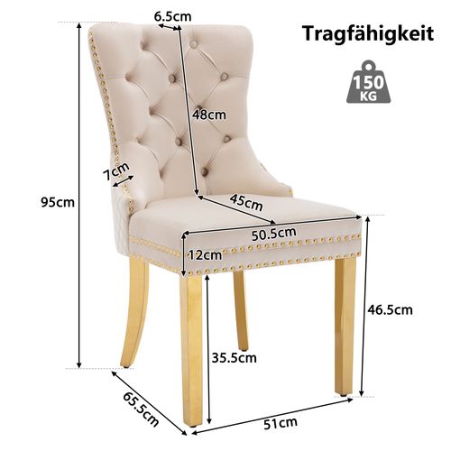 Lot De 4 Chaise De Salle à Manger En Velours, Beige