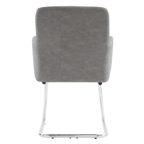 Lot De 4 Chaise De Salle à Manger, Fauteuil, Chaise De Bureau, Pieds En Métal, Simili Cuir, Gris