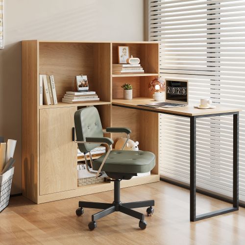 Bureau Droit Avec Bibliothèque, Naturel